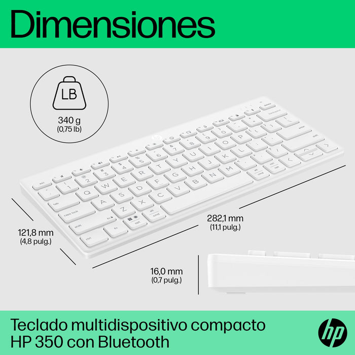 EAN 196548516759 - HP 350 WHT Compact Multi-Device Keyboard teclado Hogar Blanco imagen 5