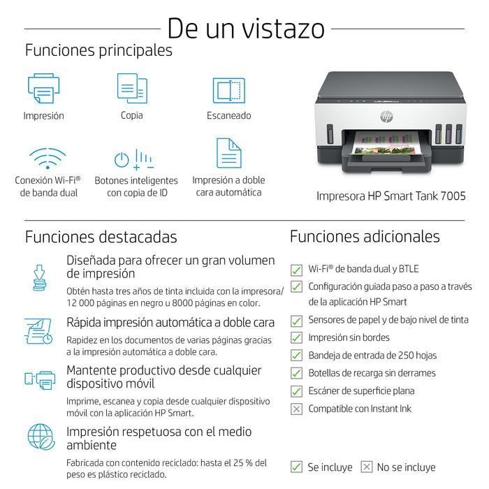 EAN 0195908302377 - HP Smart Tank 7005 All-in-One Printer Inyección de tinta térmica A4 4800 x 1200 DPI 15 ppm Wifi imagen 5