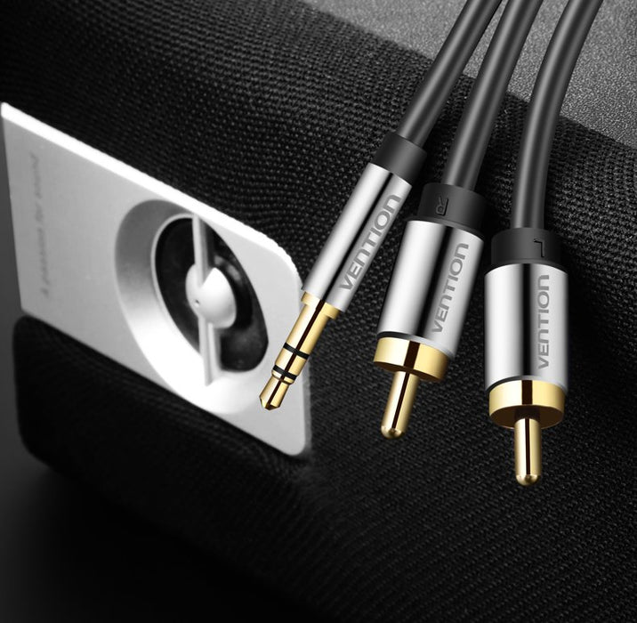 EAN 6922794734340 - Vention BCFBF cable de audio 3,5mm 2 x RCA Aluminio, Negro imagen 2