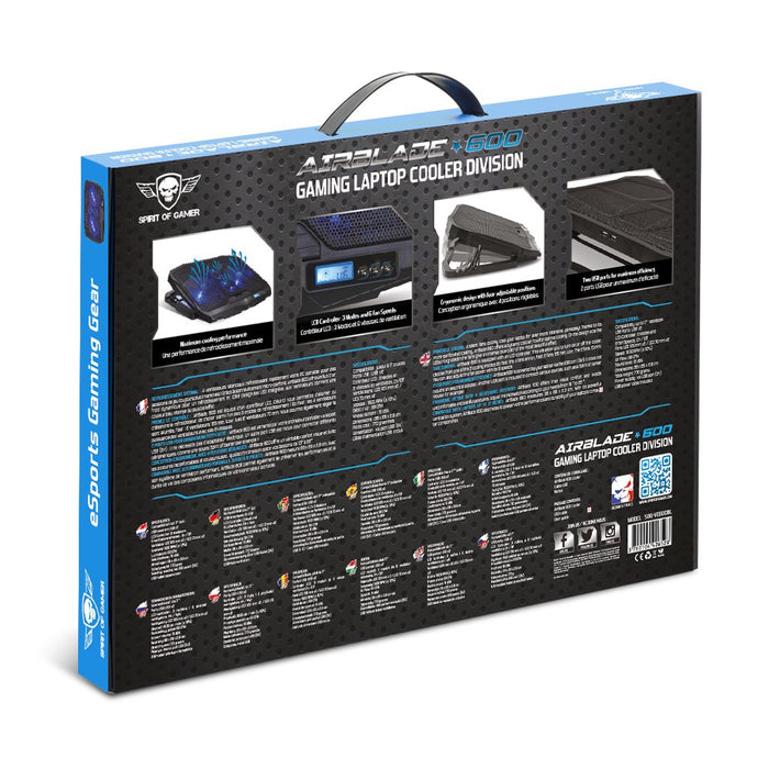 EAN 3700104426528 - Spirit of Gamer Airblade 600 almohadilla fría 43,2 cm (17") 1500 RPM Negro, Azul imagen 11
