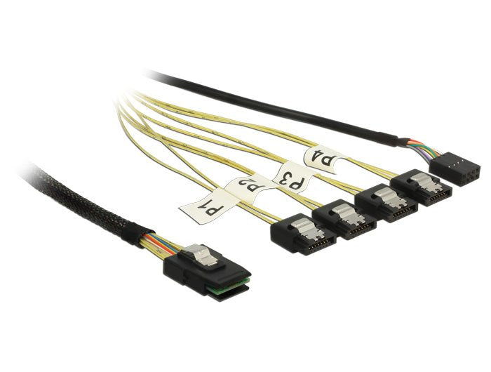 EAN 4043619833191 - DeLOCK 1m, Mini SAS SFF-8087/4xSATA 7p Negro, Plata, Amarillo imagen 1