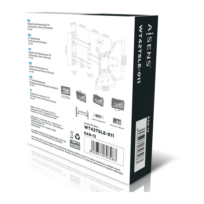 EAN 8436574703283 - AISENS WT42TSLE-011 soporte para TV 106,7 cm (42") Negro imagen 10