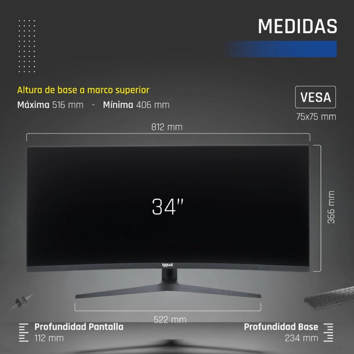 EAN 8435364319543 - iggual IGG319543 pantalla para PC 86,4 cm (34") 3440 x 1440 Pixeles Wide Quad HD LED Negro imagen 16