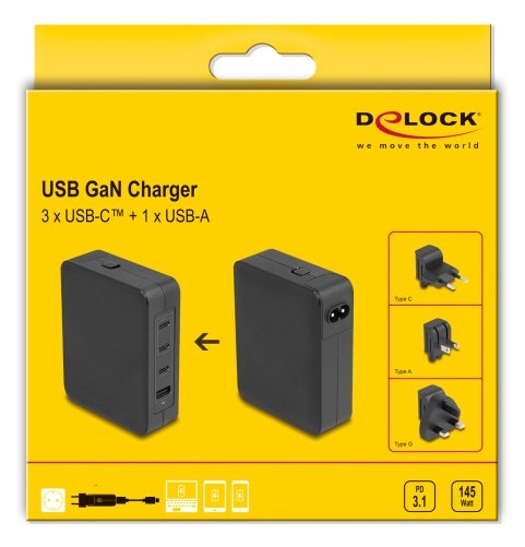 EAN 4043619414734 - DeLOCK 41473 cargador de dispositivo móvil Portátil, Smartphone, Tableta Negro Corriente alterna Carga rá imagen 4