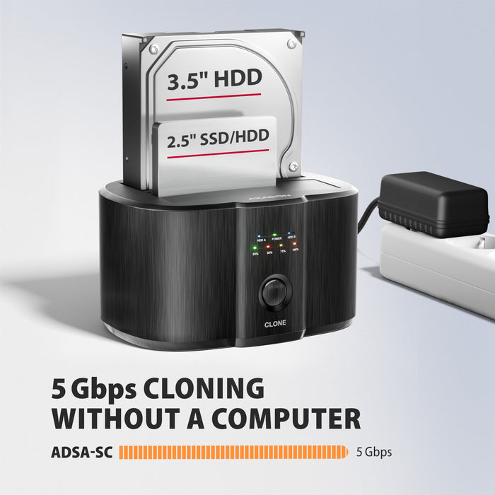 EAN 8595247909411 - Axagon ADSA-SC base de conexión para disco duro USB 3.2 Gen 1 (3.1 Gen 1) Type-C Negro imagen 5