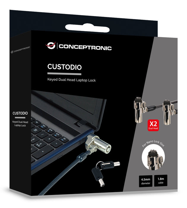 EAN 4015867245293 - Conceptronic CUSTODIO02BNTM cable antirrobo Negro 1,8 m imagen 3