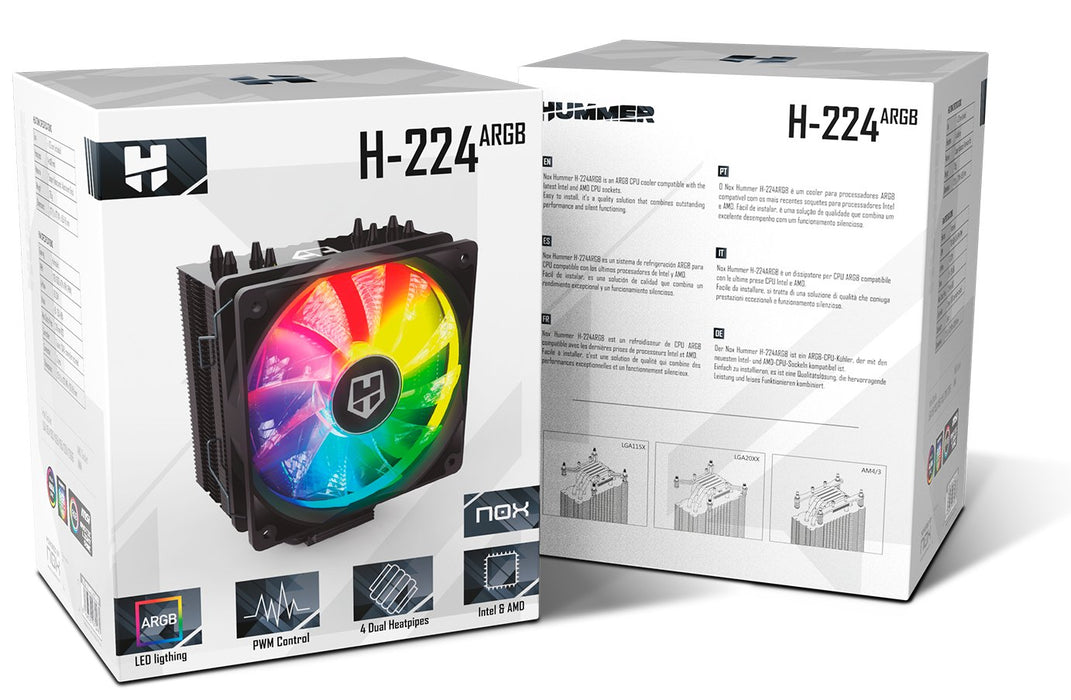EAN 8436587970481 - NOX Hummer H-224 ARGB Procesador Enfriador 12 cm Negro 1 pieza(s) imagen 9