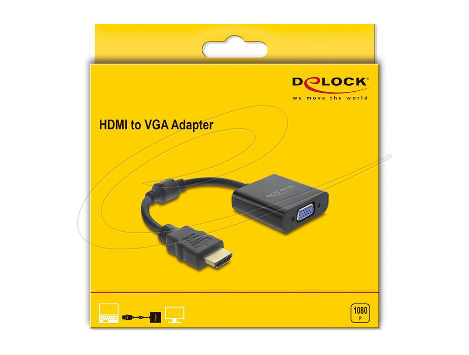 EAN 4043619610778 - DeLOCK 61077 adaptador de cable de vídeo 0,15 m HDMI tipo A (Estándar) VGA (D-Sub) Negro imagen 3