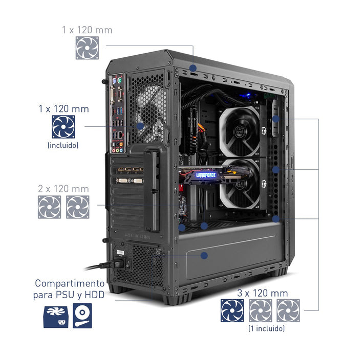 EAN 8436532164408 - NOX NXHUMMERZS carcasa de ordenador Midi Tower Negro imagen 10