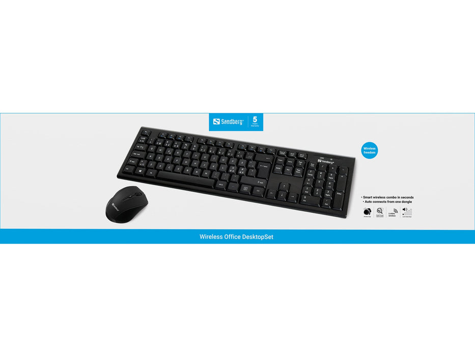 EAN 5705730631207 - Sandberg 631-20 teclado Ratón incluido Oficina RF inalámbrico QWERTY Nórdico Negro imagen 4