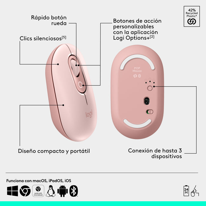 EAN 5099206127869 - Logitech 920-013120 teclado Ratón incluido Universal QWERTY Español Rosa imagen 7