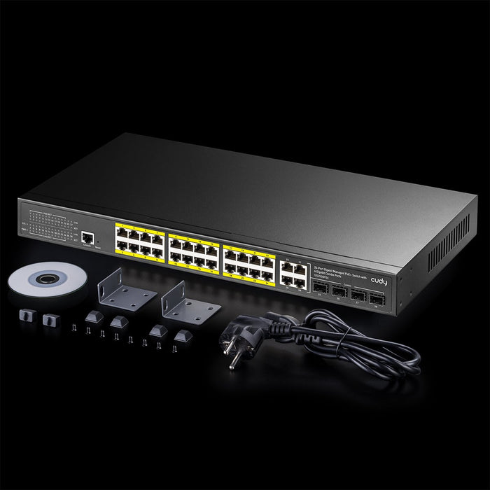 EAN 6971690791957 - Cudy GS2028PS4 Gestionado L2 Gigabit Ethernet (10/100/1000) Energía sobre Ethernet (PoE) 1U Negro imagen 4