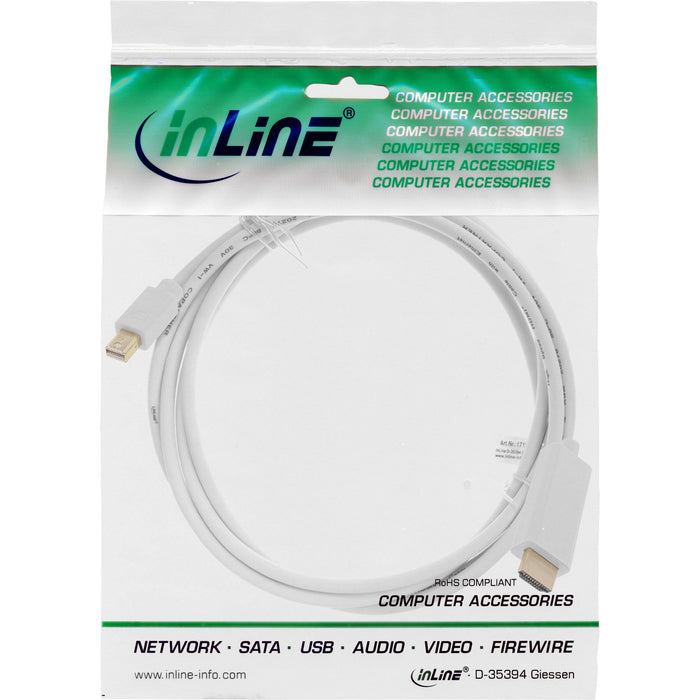 EAN 4043718174416 - InLine 17173I adaptador de cable de vídeo 3 m mini DisplayPort HDMI Blanco imagen 2