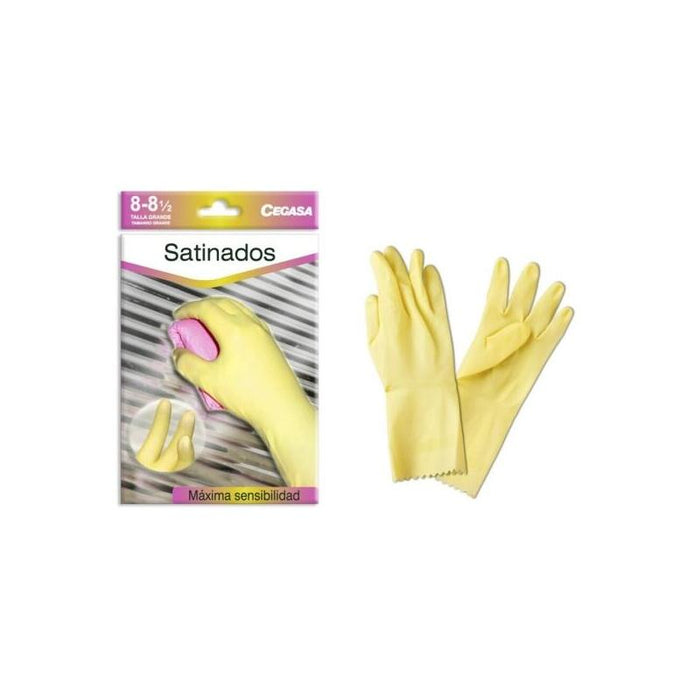 Cegasa Guantes De Latex Talla G 8-8 1/2 - Satinados - Uso General, Domestico, Limpieza - Espesor En Palma De 0,45mm -