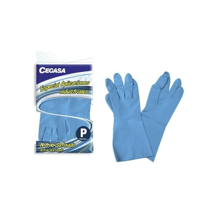 Cegasa Guantes De Nitrilo Talla P 6-6 1/2 - Especial Aplicaciones Industriales - Azul