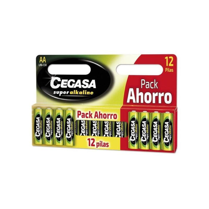 Cegasa Super Alcaline Pack De 12 Pilas Lr06 Aa - Alta Tecnologia - Fiabilidad - Elevado Rendimiento - Maximas