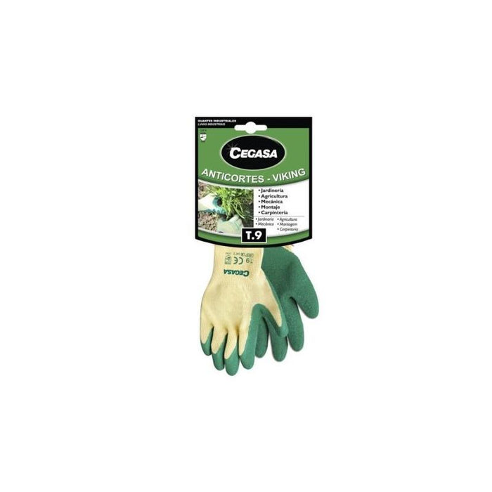 Cegasa Viking Guantes De Trabajo Anticortes Talla 9 - Fabricados En Algodon Con Recubimiento De Latex Rugoso En Palma Y