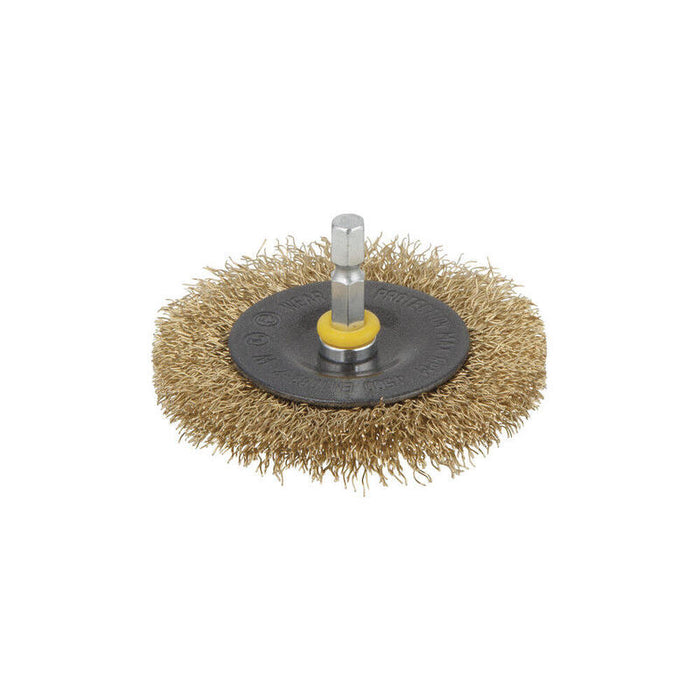 Cepillo De Disco De Alambre De Latón Vástago Hexagonal Ø75 X 10 Mm