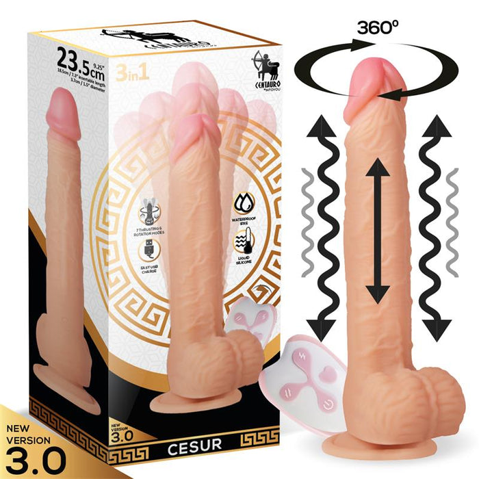 Dildo Realista Rotación Cesur Versión 2.0 , Movimiento Telescópico Y Control Remoto Usb