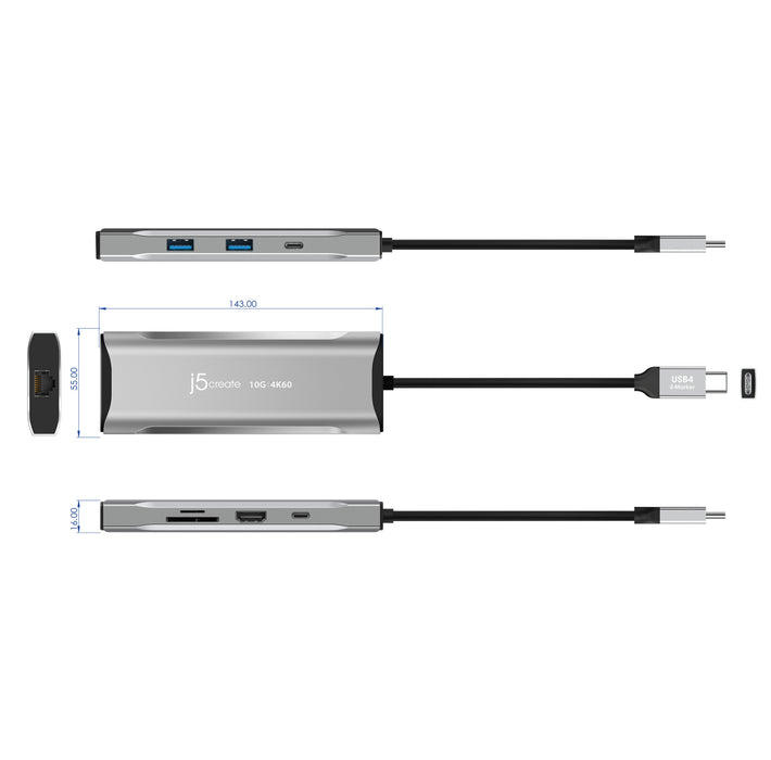 EAN 4712795086263 - j5create JCD393 Alámbrico USB 3.2 Gen 1 (3.1 Gen 1) Type-C Gris imagen 6
