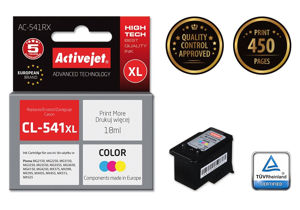 EAN 5901443019657 - Activejet AC-541RX cartucho de tinta 1 pieza(s) Compatible Alto rendimiento (XL) Cian, Magenta, Amarillo imagen 1
