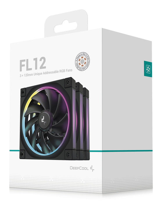 EAN 6933412711087 - DeepCool FL12-3 in 1 Carcasa del ordenador Ventilador 12 cm Negro 3 pieza(s) imagen 8