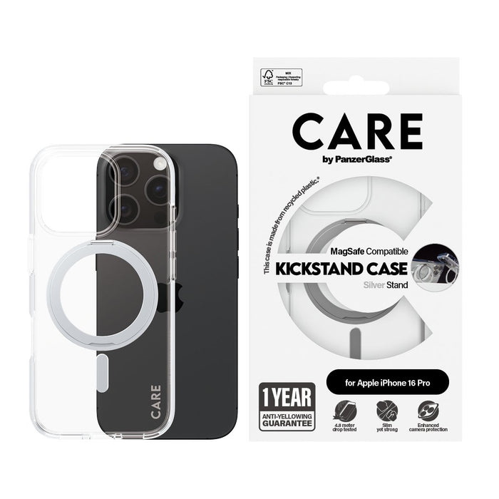 EAN 5715685003882 - PanzerGlass CARE™ by ® Case Transparent w. Silver Kickstand & MagSafe iPhone 16 Pro funda para teléfono m imagen 2