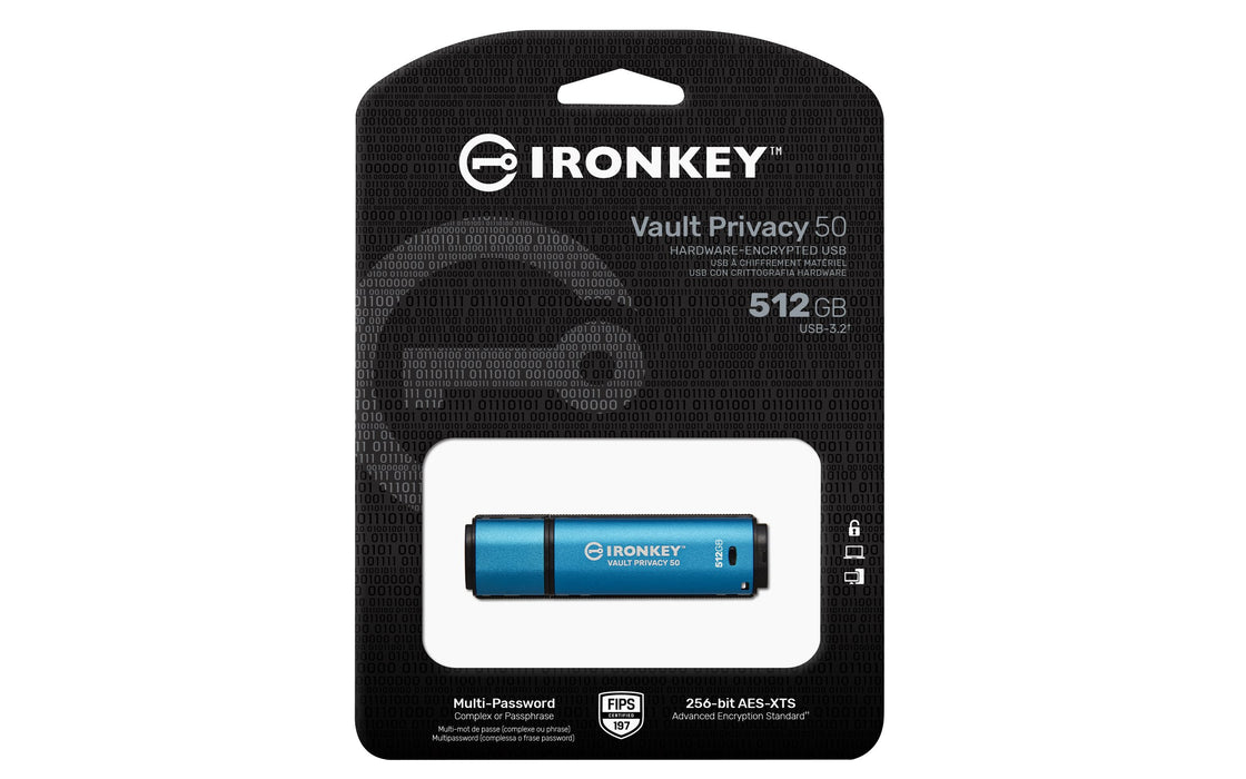 EAN 0740617338836 - Kingston Technology IronKey Vault Privacy 50 unidad flash USB USB tipo A 3.2 Gen 1 (3.1 Gen 1) Negro, Azu imagen 3