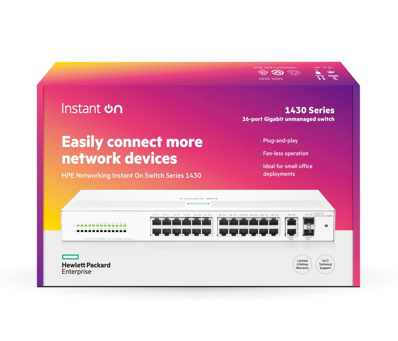 EAN 0190017537979 - HPE Aruba Networking Networking Instant On Switch 26p Gigabit 2p SFP 1430 imagen 2