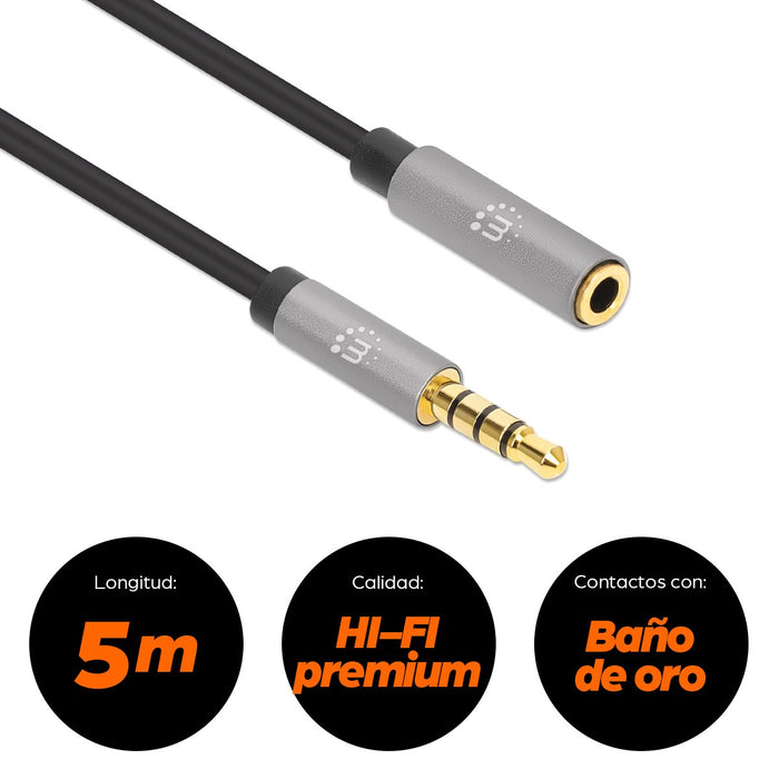 EAN 0766623356046 - Manhattan 356046 cable de audio 3 m 3,5mm Negro, Plata imagen 16