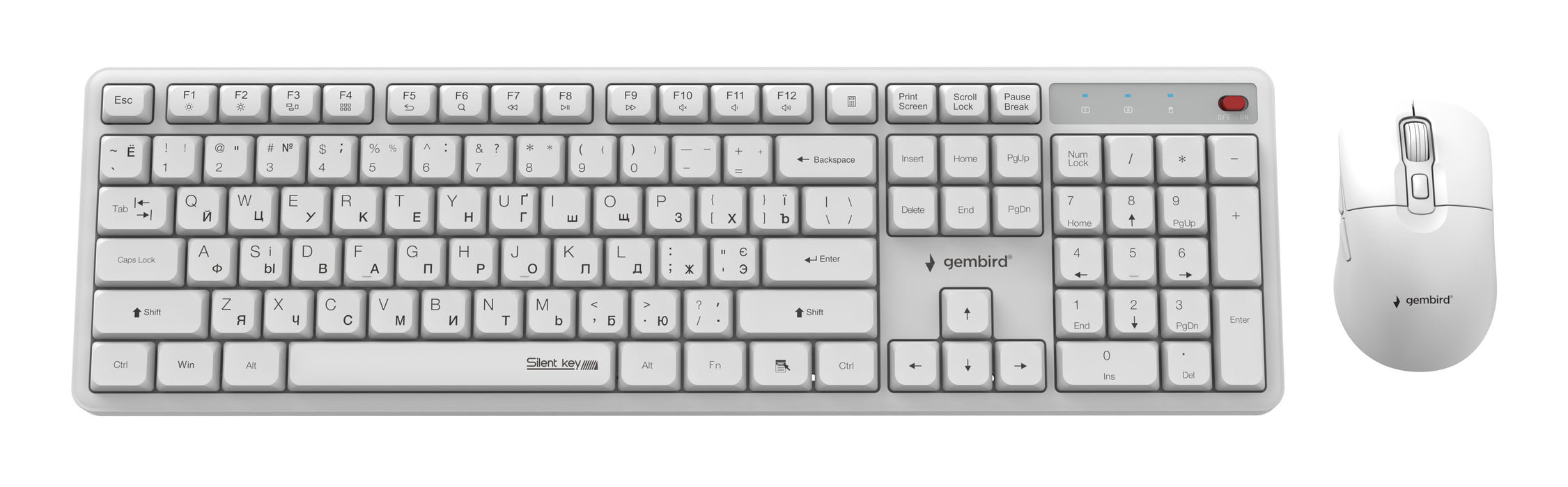 EAN 8716309137065 - Gembird KBS-WMS-01-W-CYRL teclado Ratón incluido Oficina RF inalámbrico QWERTY Internacional de EE.UU., U imagen 2