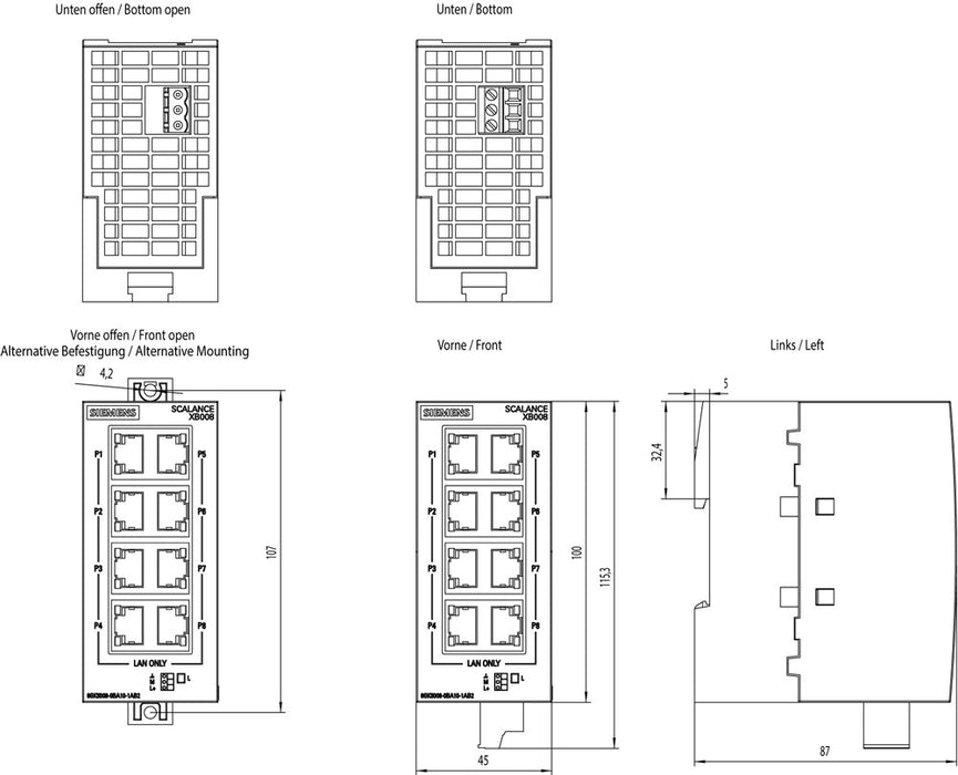 EAN 4047622598368 - Siemens 6GK5008-0BA10-1AB2 switch No administrado imagen 3