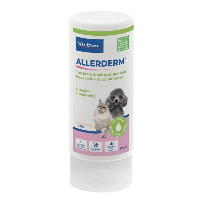 Champú Virbac Allerderm Para Piel Seca Y Descamada De Perros Y Gatos, 250 Ml.