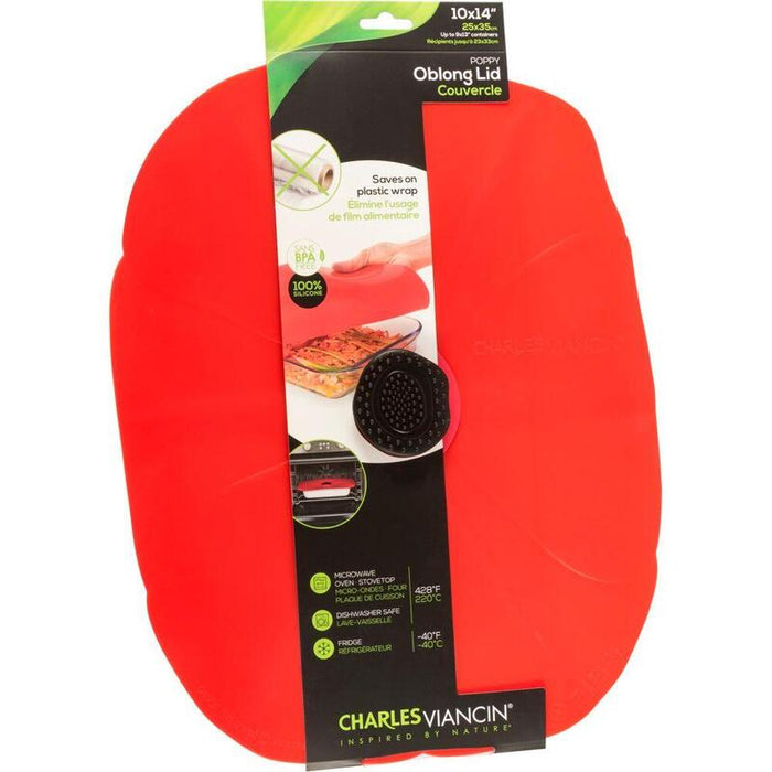 Charles Viancin Poppy 35x25 Cm Silicone Lid Oblong Red