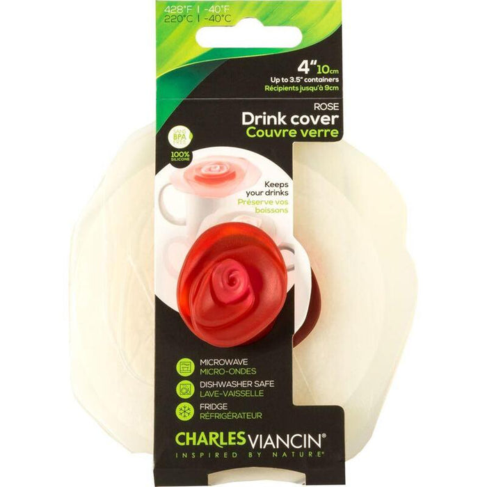 Charles Viancin Rose 11,5 Cm 2 Silicone Drink Covers White/Red