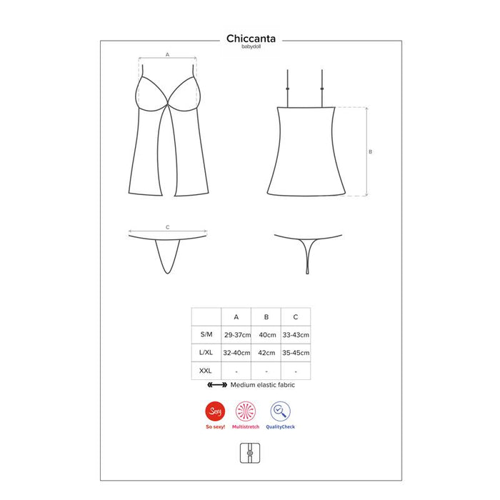 Chiccanta Babydoll Y Tanga Negro Talla (Interno):S/M