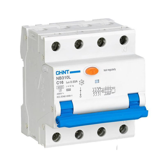 Chint Circuit Breaker Rcbo, Nb310l 3n, 3p+N, C32, 30ma, A, 6ka