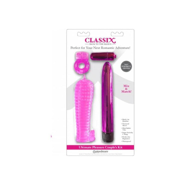 Classix - Kit Para Parejas Con Anillo, Funda Y Balas Rosa