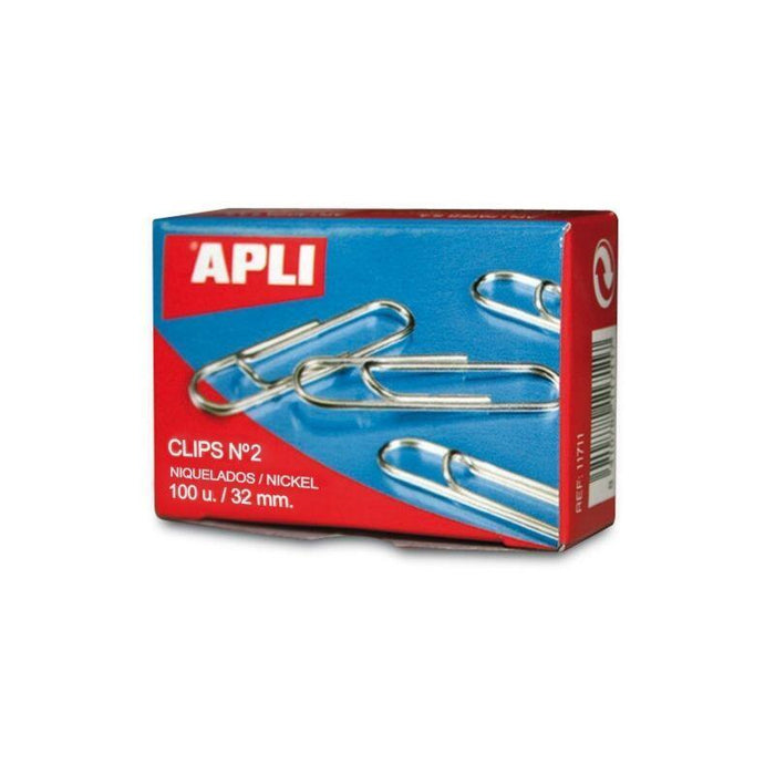 Clips Apli 11714 -  2 · 10 Cajas X 100 Unidades · Plata
