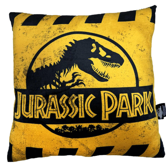Cojin Cuadrado 45x45cm Envasado Vacio Caution Logo Jurassic Park