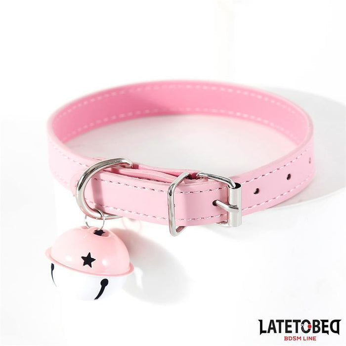 Collar Con Cascabel Ajustable Rosa