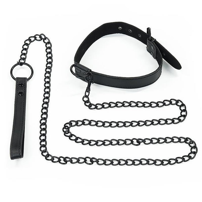 Collar Con Correa Negro Mate