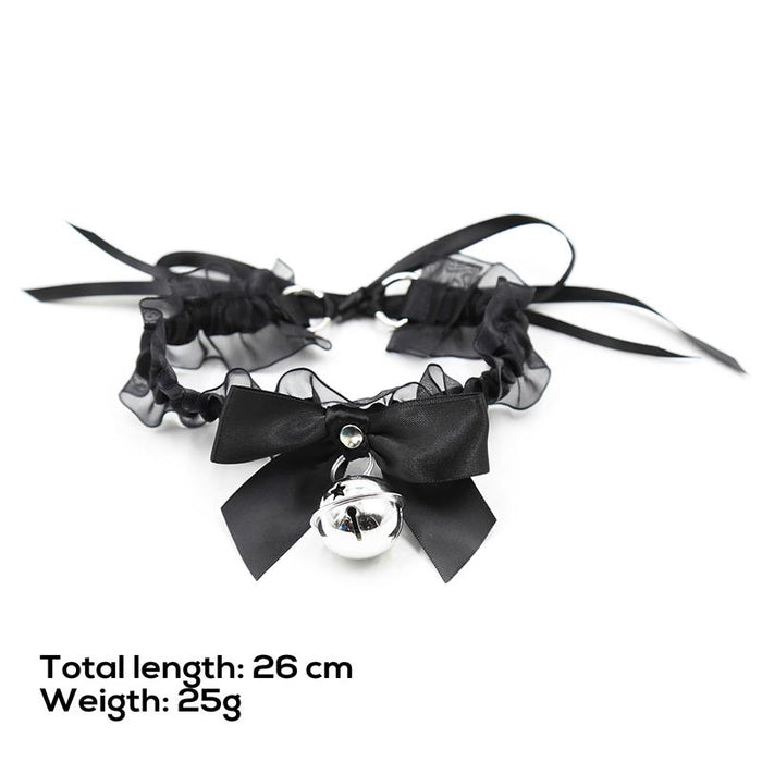 Collar Con Lazo, Cascabel Y Encaje