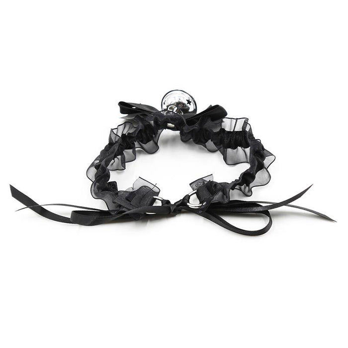 Collar Con Lazo, Cascabel Y Encaje
