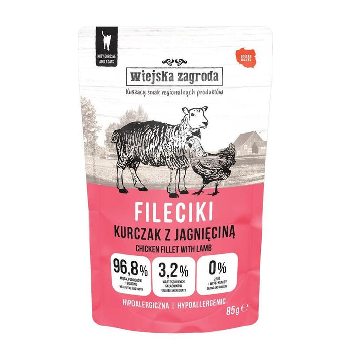 Comida Húmeda Para Gatos Wiejska Zagroda Filetes De Pollo Con Cordero  85g