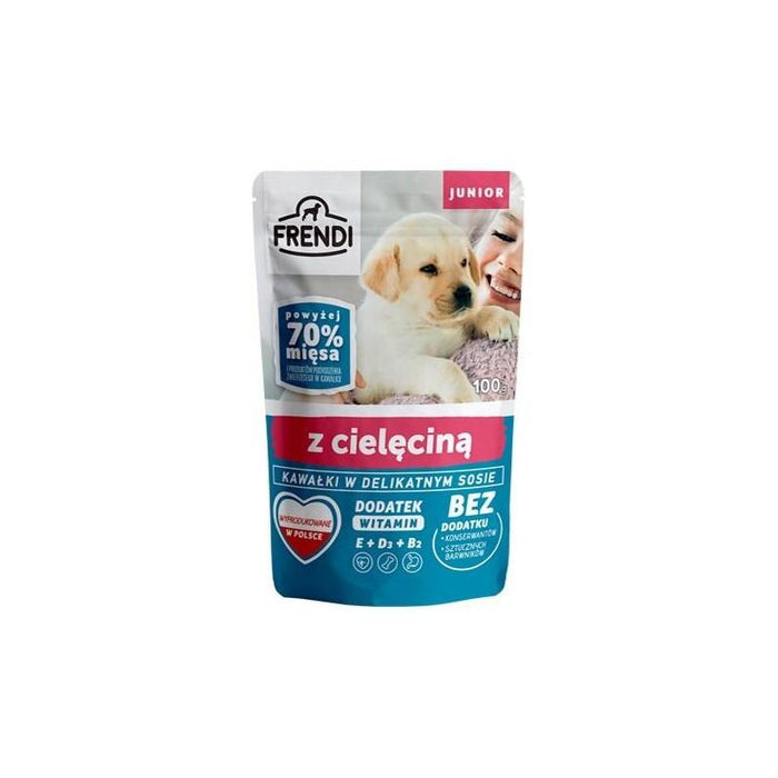 Comida Húmeda Para Perros Frendi Junior Trozos En Una Delicada Salsa Con Ternera  100 G