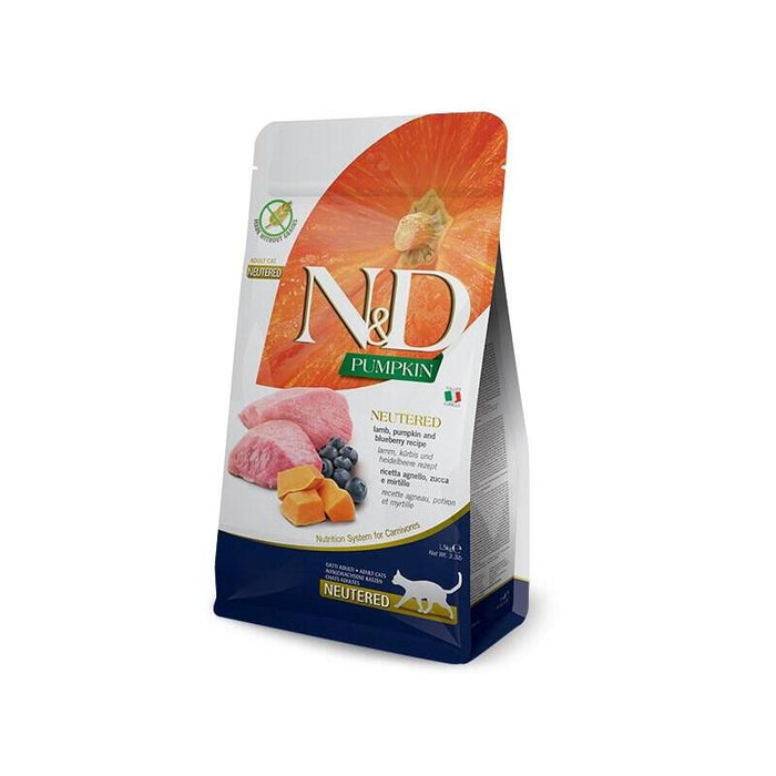 Comida Seca Para Gatos -  Farmina N&D Cat Pumpkin Lamb&Blueberry Adult 300g