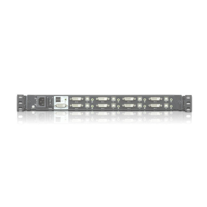 Consola Lcd Panorámica Single Rail Con Switch Kvm Integrado Dvi Usb De 8 Puertos Teclado Español