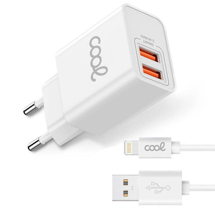 Cool Cargador Red Para Iphone  2 X Usb + Cable Lightning 1,2m (2.4 Amp)