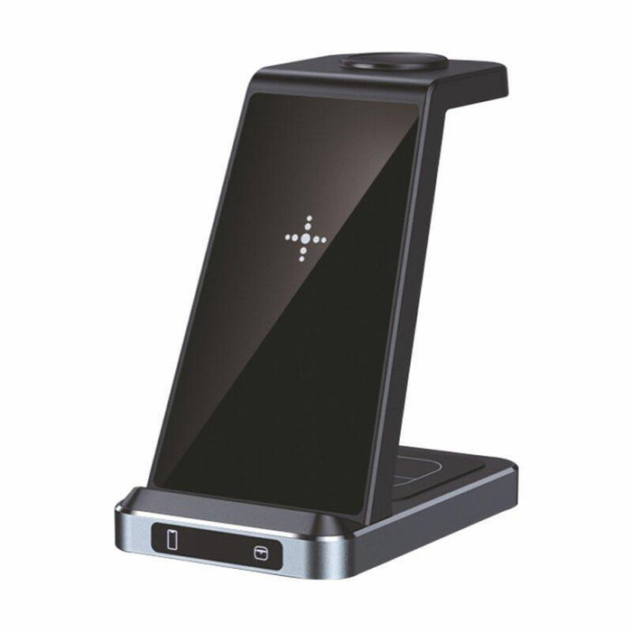 Cool Dock Base Qi Cargador Inalambrico 3 En 1 Negro